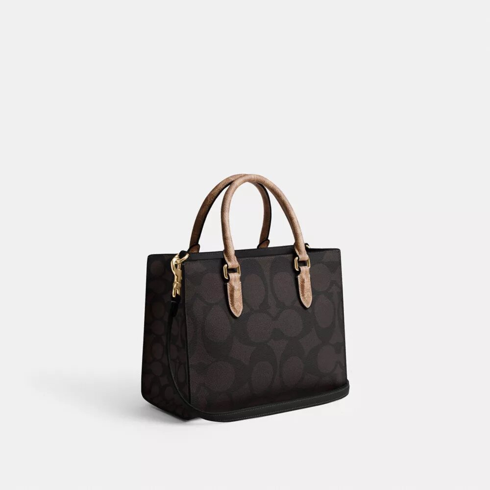 Maggie lille tote-taske i blokmønstret Signature Canvas