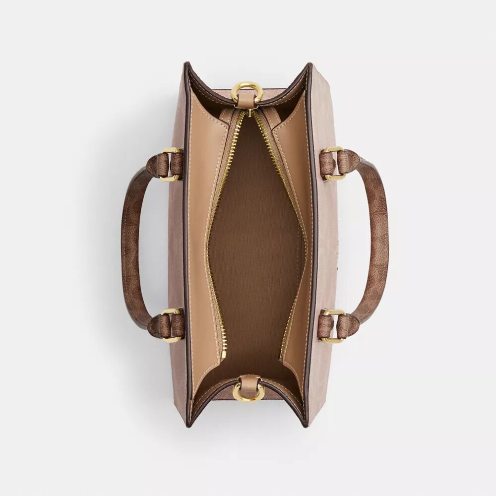 Maggie lille tote-taske i blokmønstret Signature Canvas