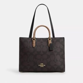 Maggie-tote-taske i Signature Canvas med blokmønster