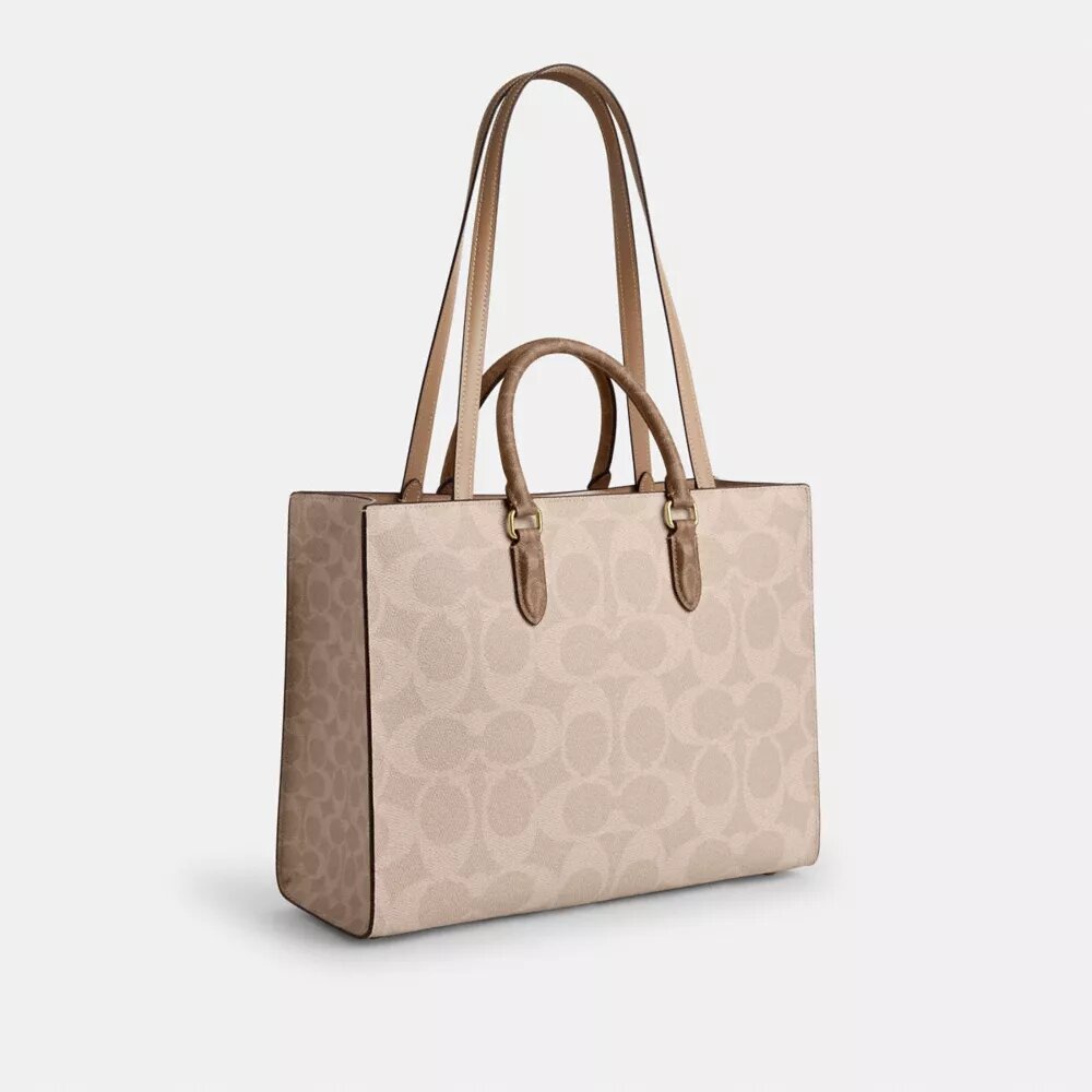 Maggie-tote-taske i Signature Canvas med blokmønster