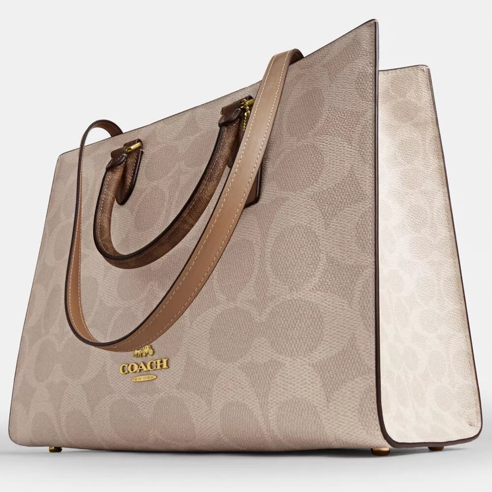 Maggie-tote-taske i Signature Canvas med blokmønster