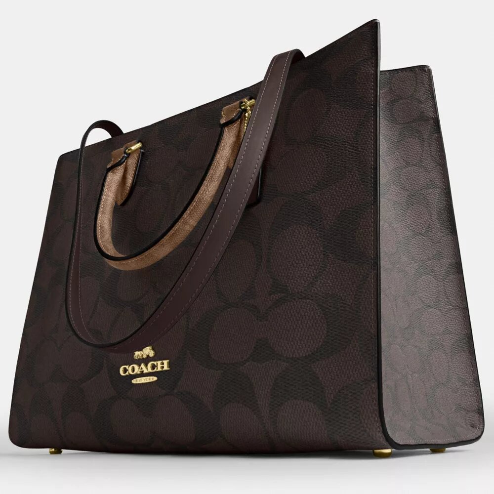 Maggie-tote-taske i Signature Canvas med blokmønster