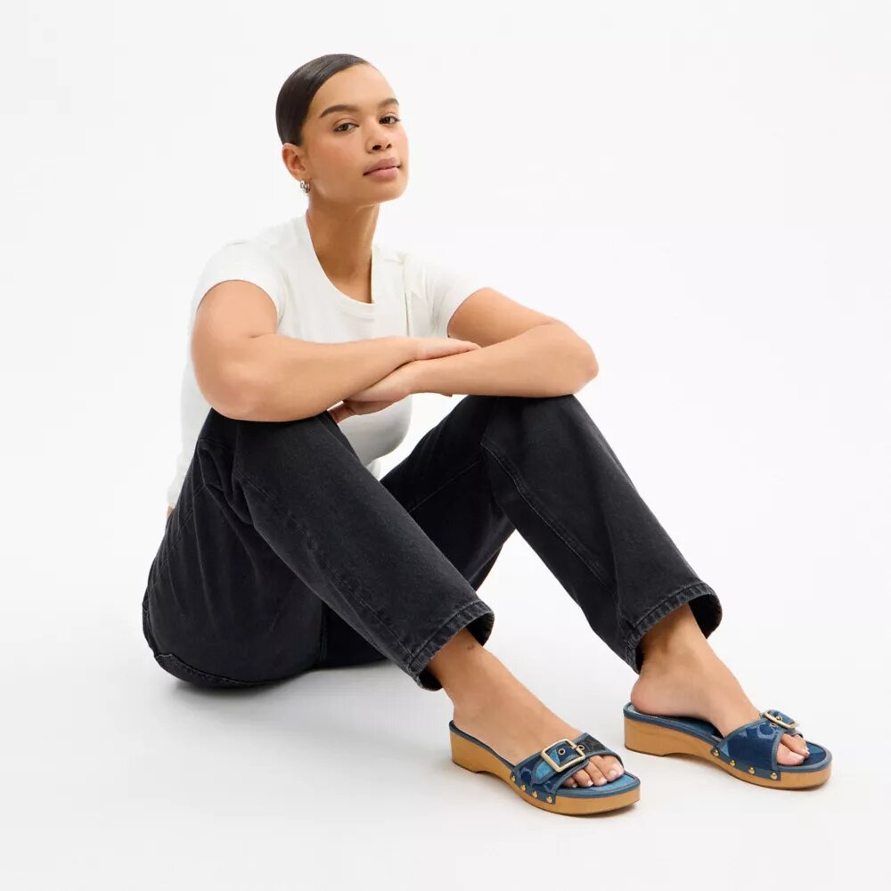 Margot-sandaler med signatur-denim-patchwork