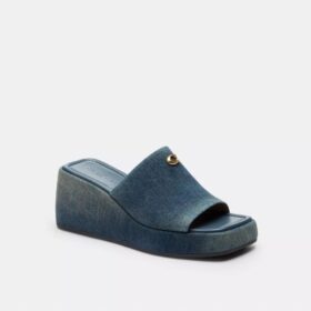 Marie-plateausandaler i slidt denim