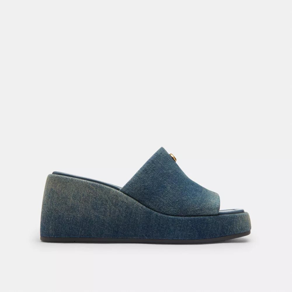 Marie-plateausandaler i slidt denim