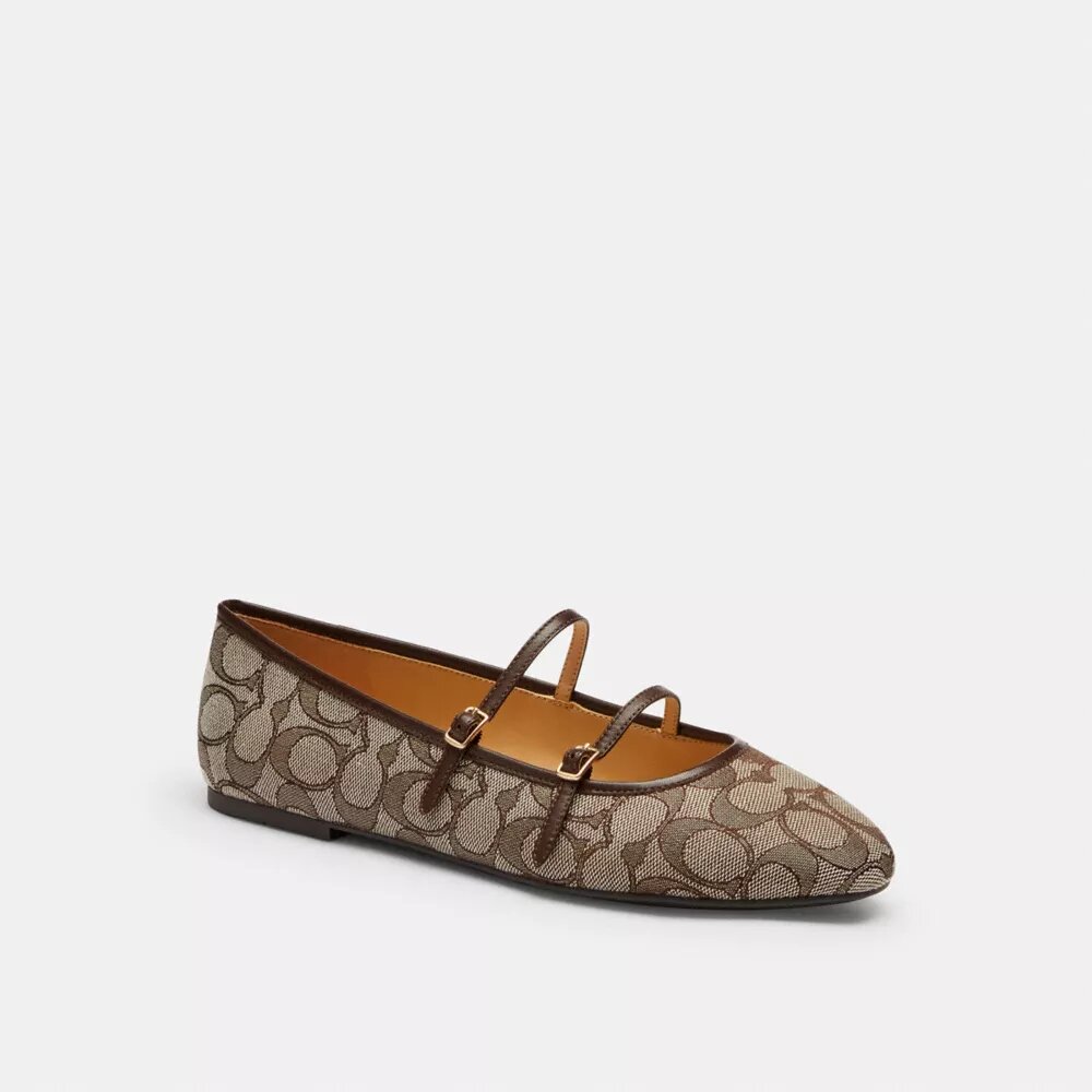 Mary Janes med dobbelt spænde i signatur-jacquard