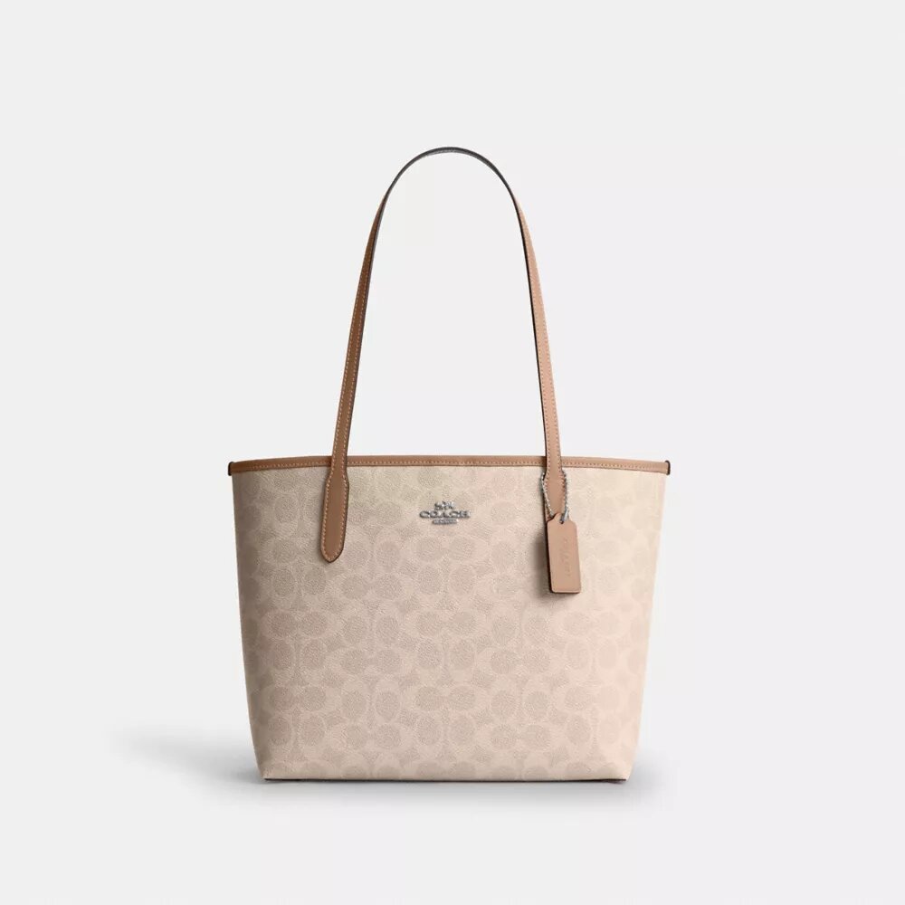 Mellemstor City-tote i Signature Canvas