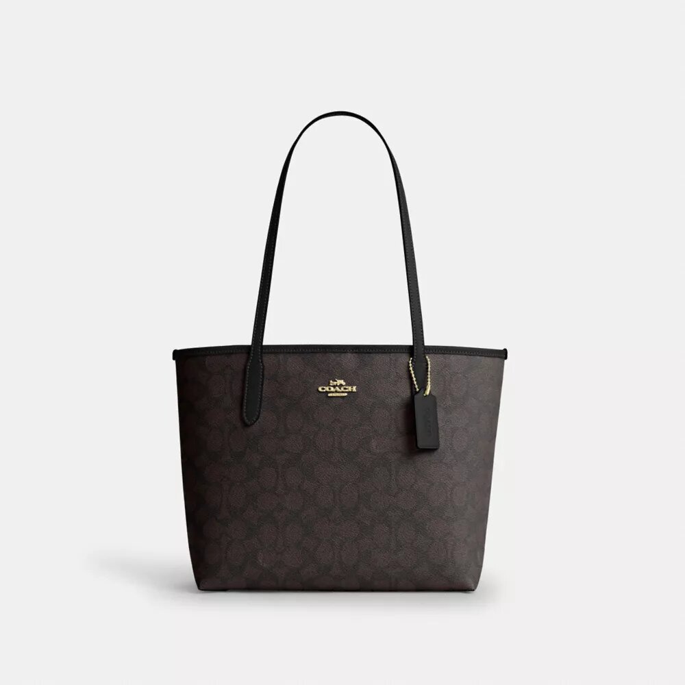 Mellemstor City-tote i Signature Canvas