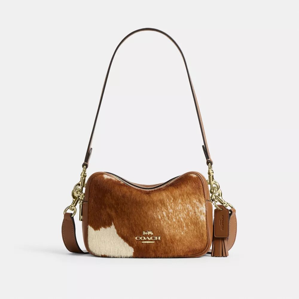 Mini Carey-crossbody-taske i hårkalv med ko-print