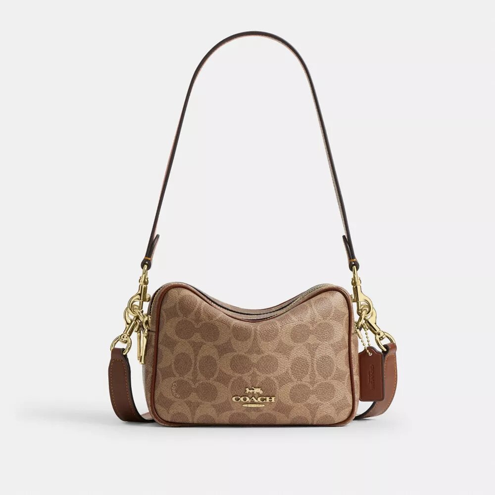 Mini Carey-crossbody-taske i Signature Canvas
