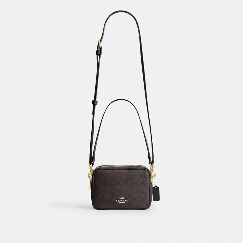 Mini Carey-crossbody-taske i Signature Canvas