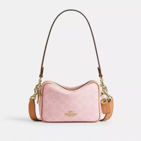Mini Carey-crossbody-taske i Signature Canvas med Vedhæng