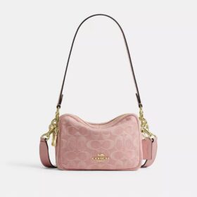Mini Carey-crossbody-taske i Signature Denim