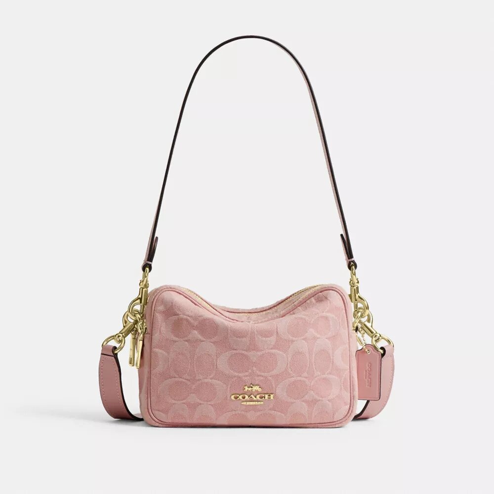 Mini Carey-crossbody-taske i Signature Denim
