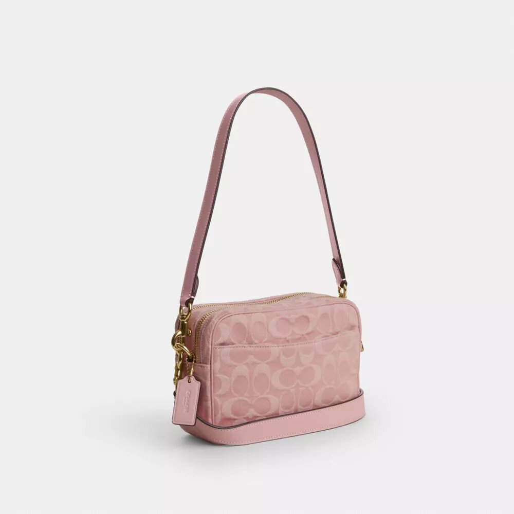 Mini Carey-crossbody-taske i Signature Denim