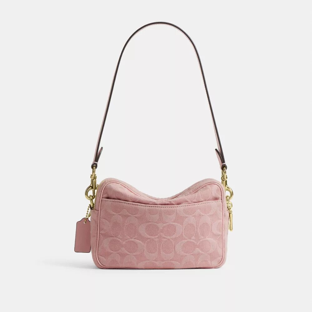 Mini Carey-crossbody-taske i Signature Denim