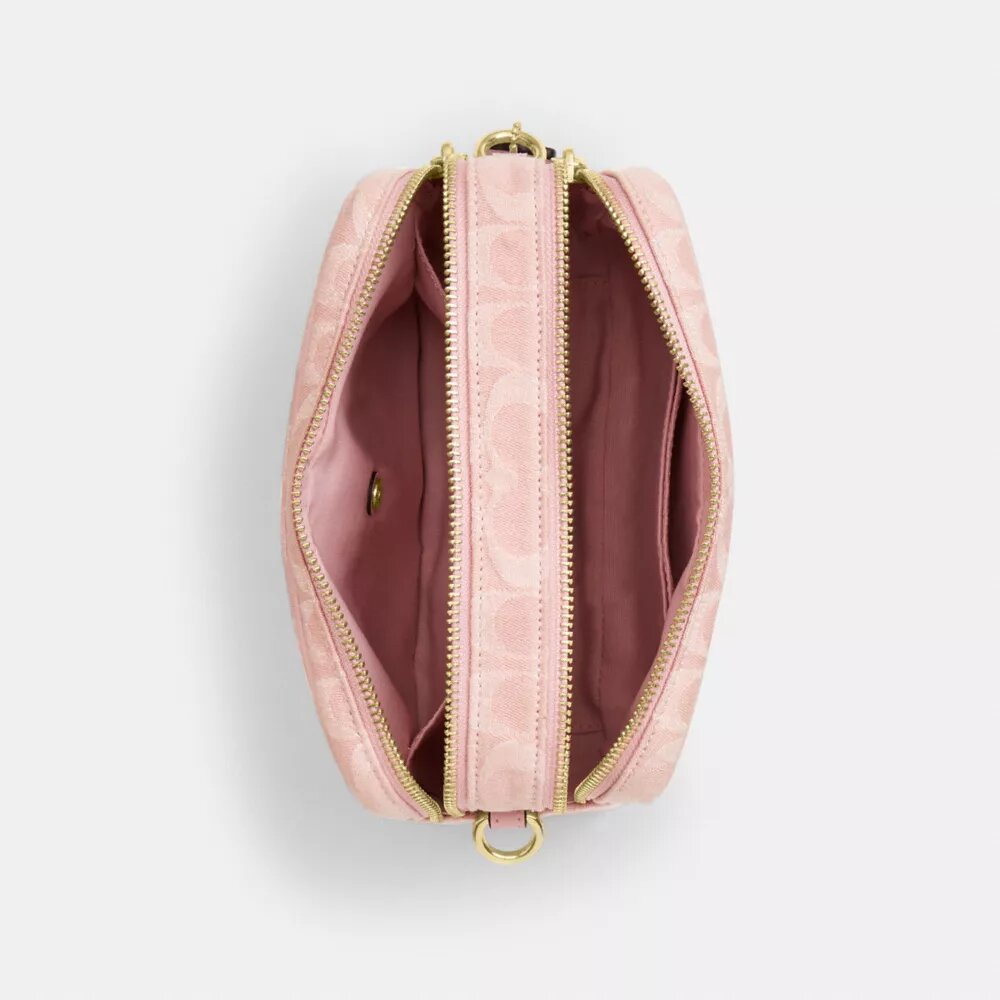 Mini Carey-crossbody-taske i Signature Denim