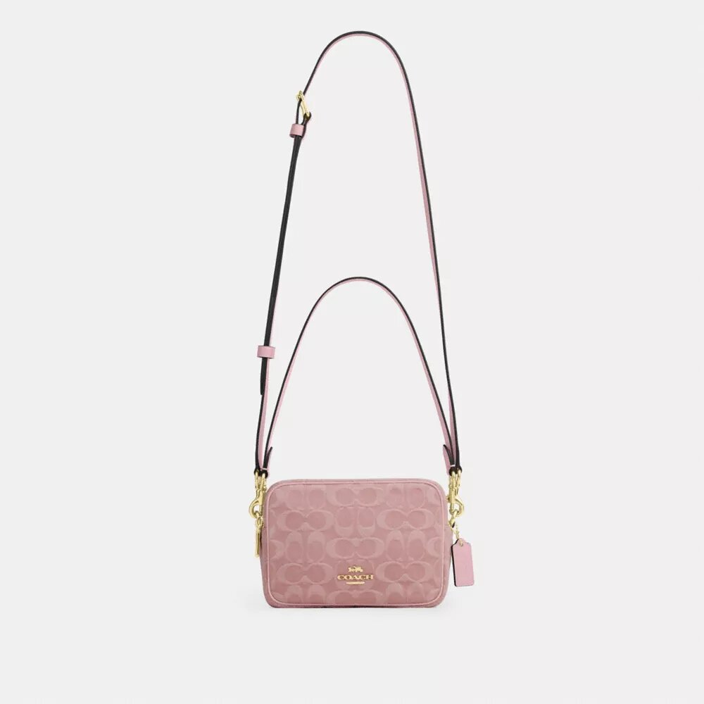 Mini Carey-crossbody-taske i Signature Denim