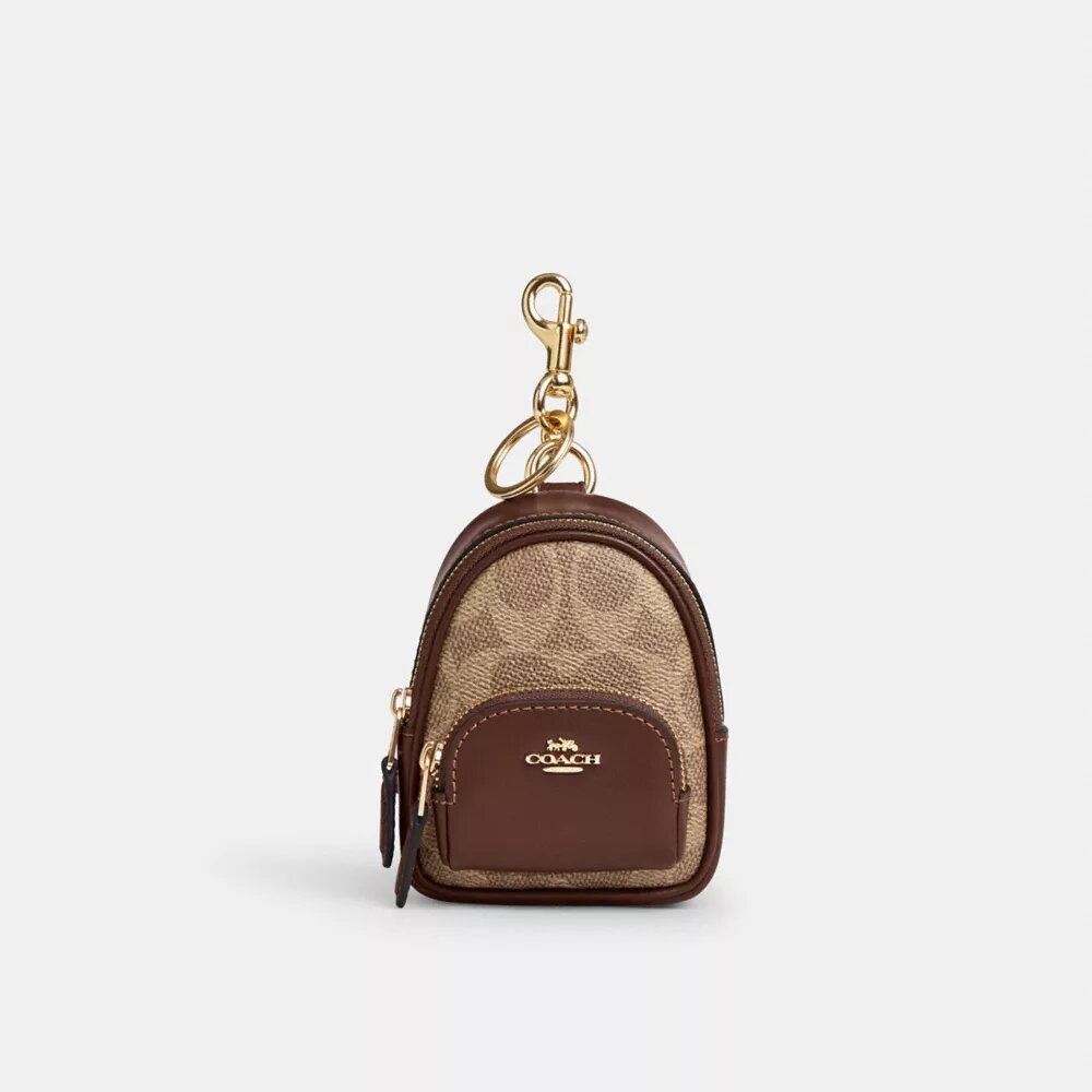 Mini Court Backpack-taskevedhæng i Signature Canvas