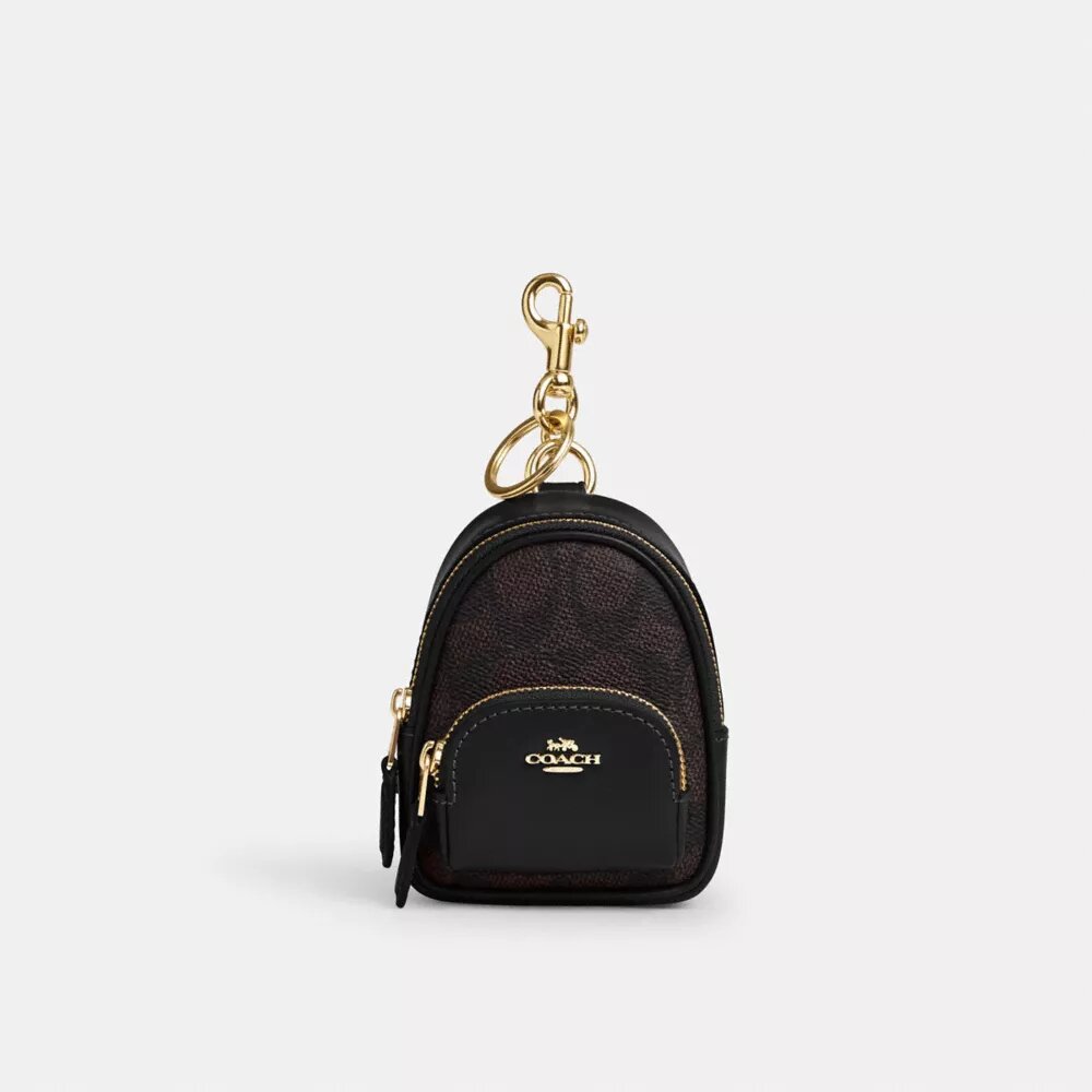 Mini Court Backpack-taskevedhæng i Signature Canvas