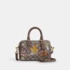 Mini Rowan crossbody-taske i signatur-jacquard med blomsterbroderi