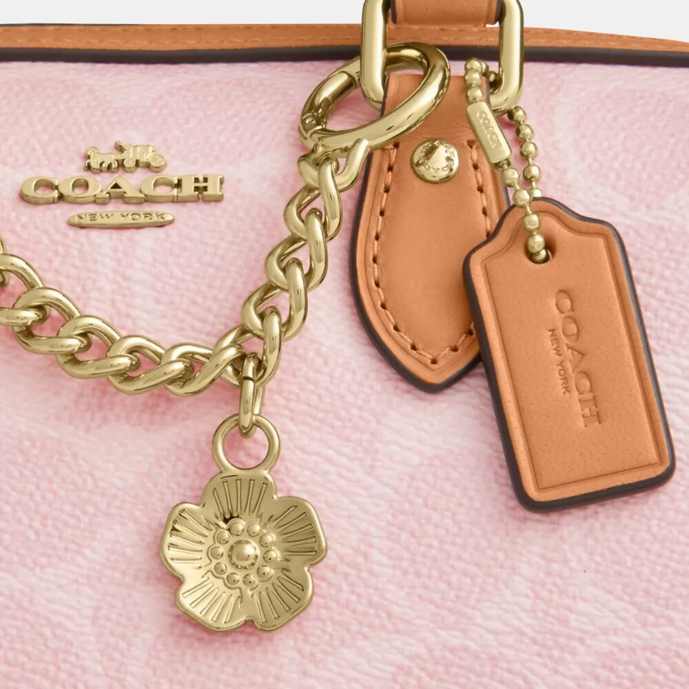 Mini Rowan crossbody-taske i Signature Canvas med Vedhæng