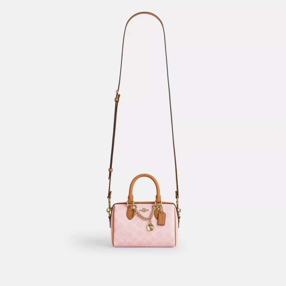 Mini Rowan crossbody-taske i Signature Canvas med Vedhæng