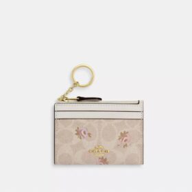 Mini Skinny ID-etui i Signature Canvas med blomsterprint