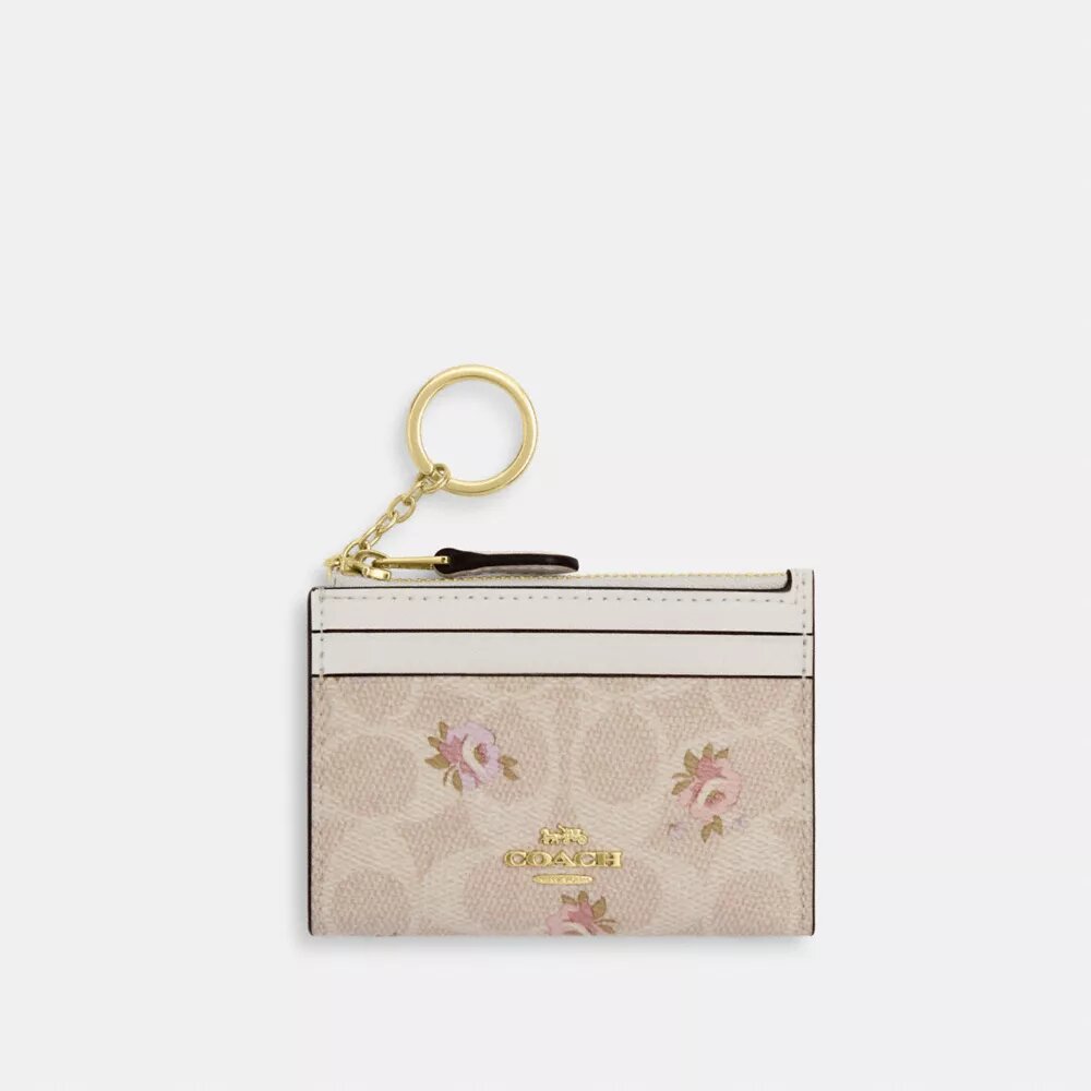 Mini Skinny ID-etui i Signature Canvas med blomsterprint