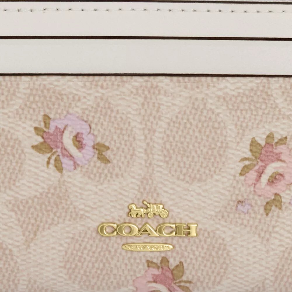 Mini Skinny ID-etui i Signature Canvas med blomsterprint