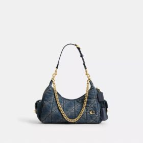 Pocket Juliet-taske 30 i regenerativ bomuldsdenim med quiltning