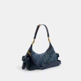 Pocket Juliet-taske 30 i regenerativ bomuldsdenim med quiltning