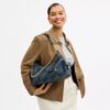 Pocket Juliet-taske 30 i regenerativ bomuldsdenim med quiltning