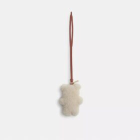 Puffet bjørne-taskevedhæng i shearling