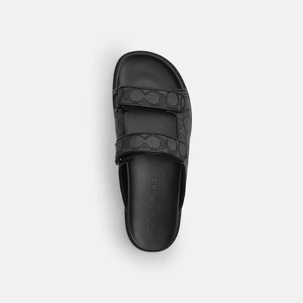 Remsandaler med dobbelt rem i signatur-jacquard
