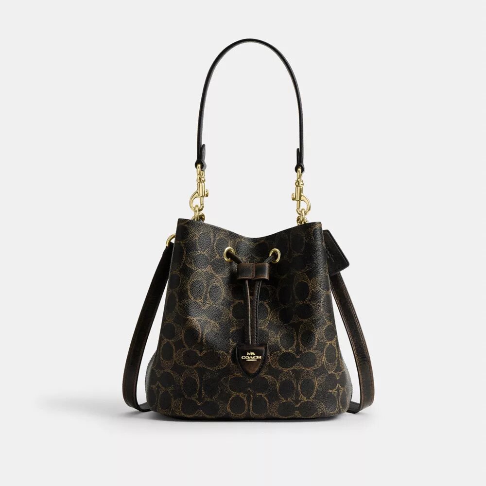 Rowan-bucketbag i Loved Signature Canvas med Vedhæng