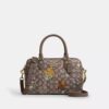 Rowan-skuldertaske i signatur-jacquard med blomsterbroderi