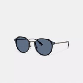 Rund solbrille i struktureret metal
