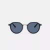 Rund solbrille i struktureret metal