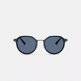 Rund solbrille i struktureret metal