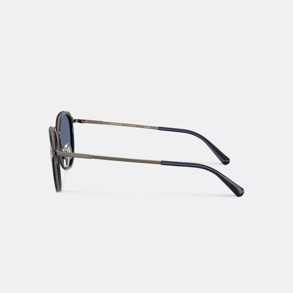 Rund solbrille i struktureret metal