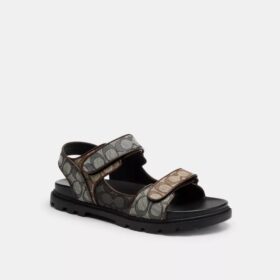 Sandal med dobbelt rem i signatur-jacquard