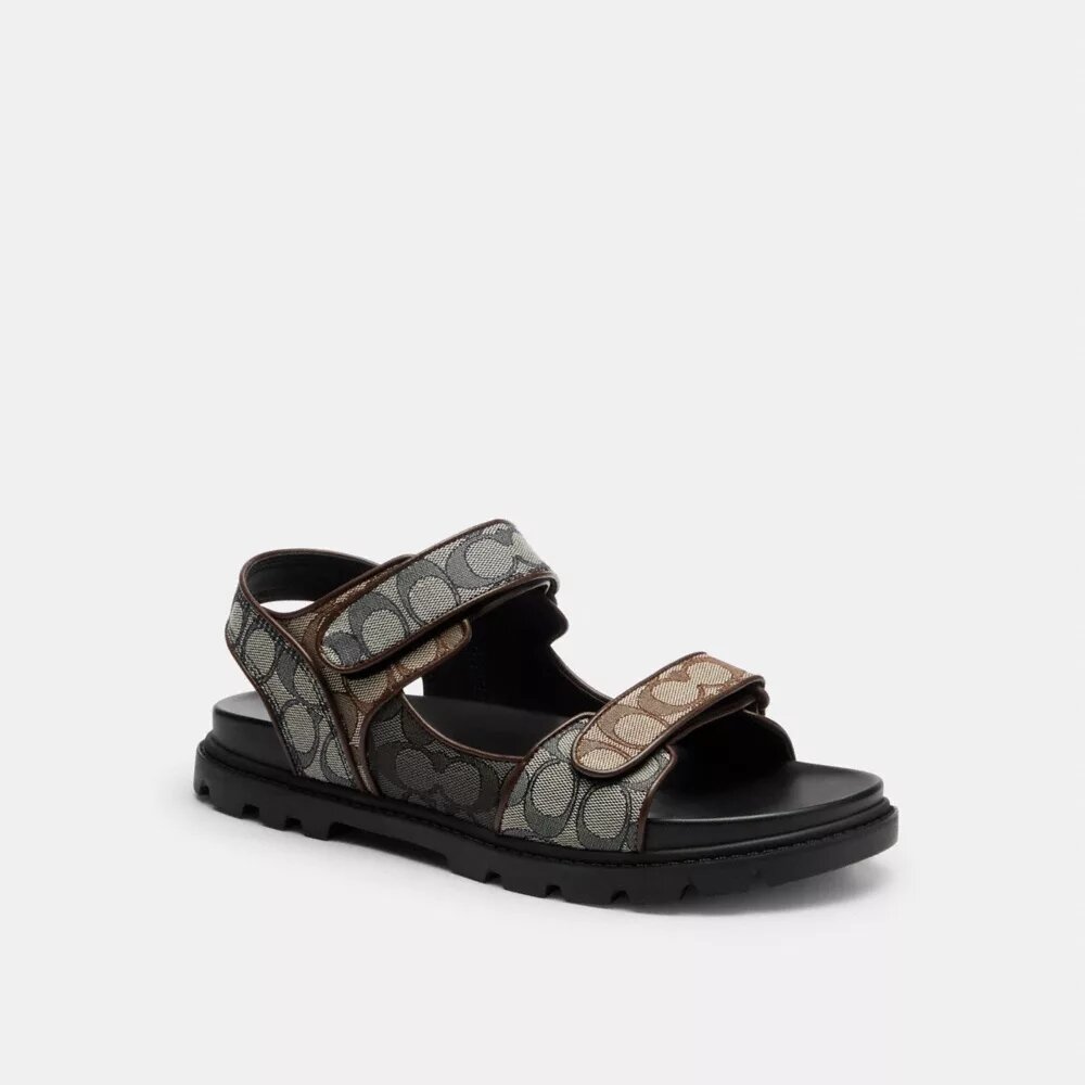 Sandal med dobbelt rem i signatur-jacquard