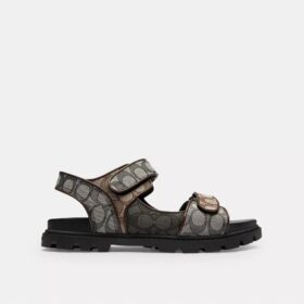 Sandal med dobbelt rem i signatur-jacquard