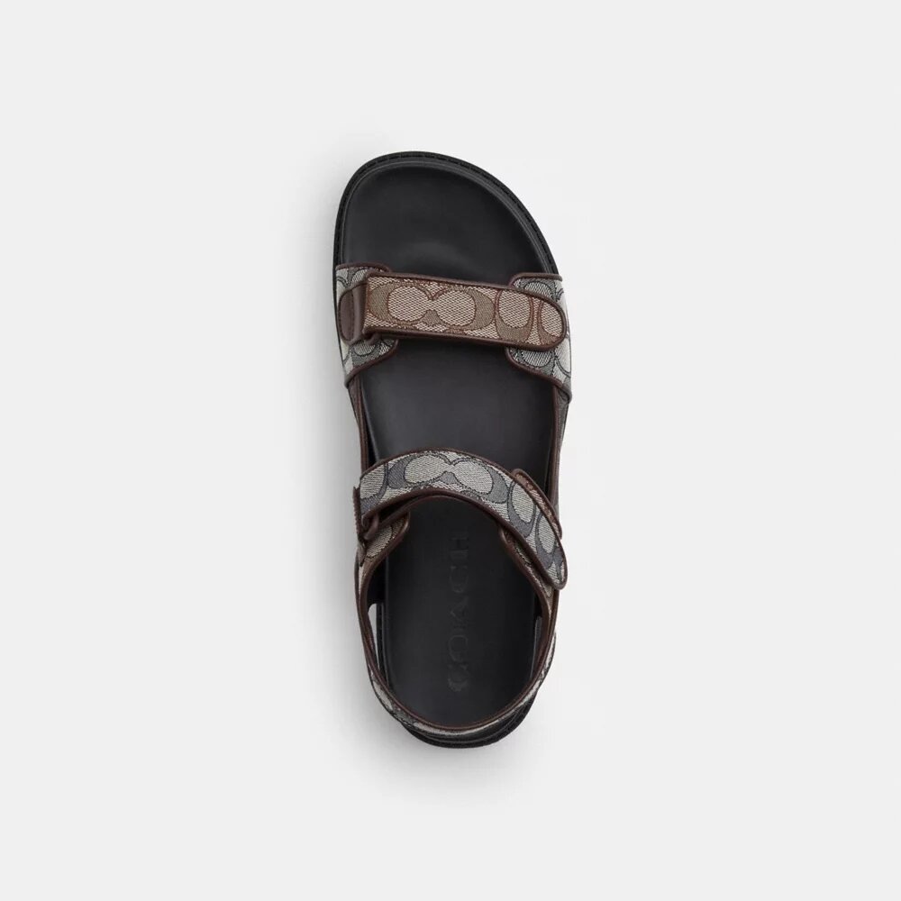 Sandal med dobbelt rem i signatur-jacquard
