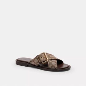 Sandaler med spænde i signatur-jacquard