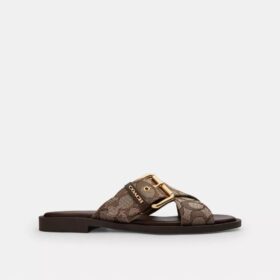 Sandaler med spænde i signatur-jacquard