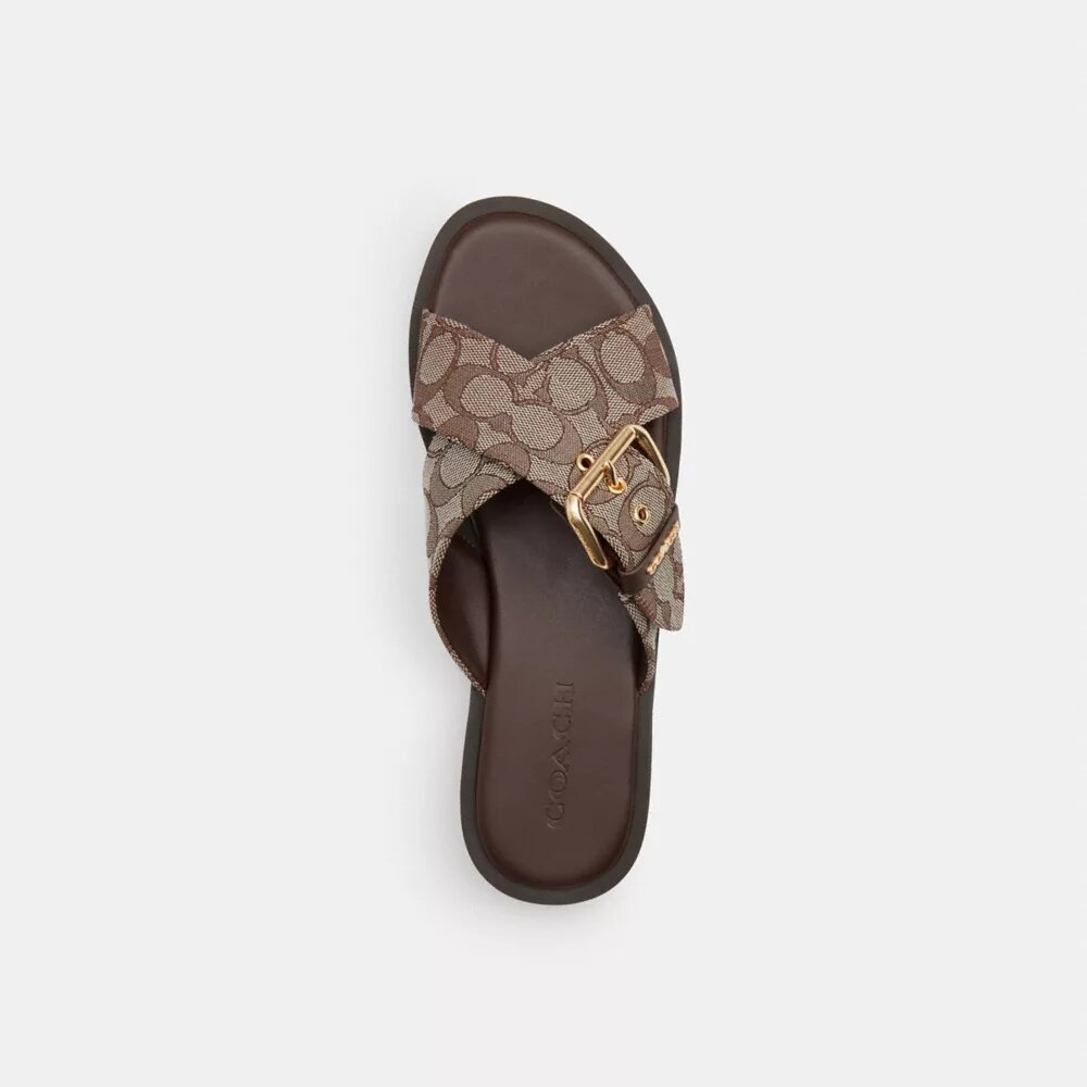 Sandaler med spænde i signatur-jacquard