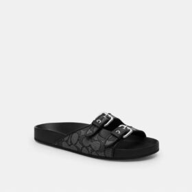 Sandaler med to remme og spænde i vores karakteristiske jacquard