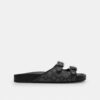 Sandaler med to remme og spænde i vores karakteristiske jacquard